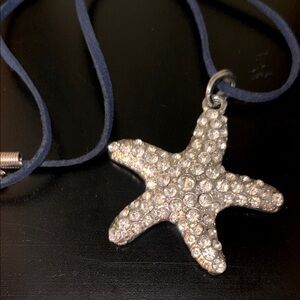 Silver Starfish crystal Pendant Necklace